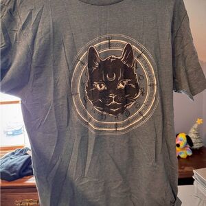 Mystical Cat Graphic Tee in blue